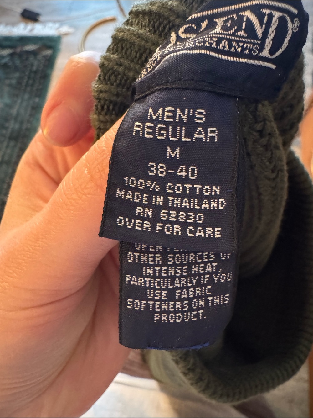 Lands' End Men's Crewneck Sweater in Olive - Picture 4 of 4